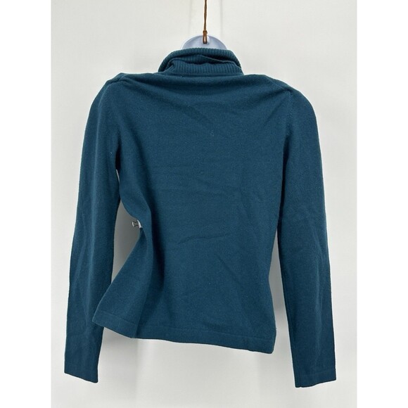 Women’s Lord & Taylor Teal Two Ply Cashmere Turtleneck Sweater Size S Minimalist - Picture 3 of 10